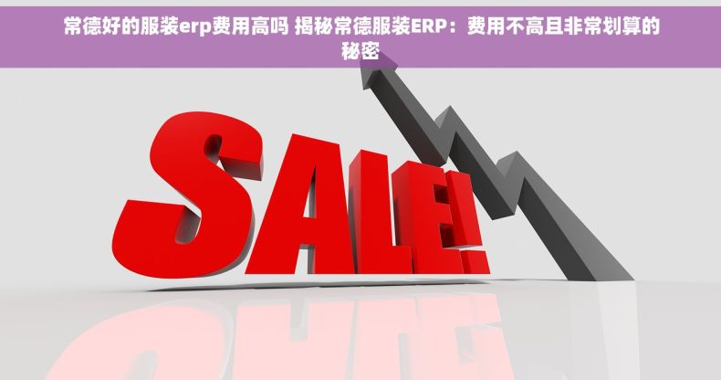常德好的服装erp费用高吗 揭秘常德服装ERP：费用不高且非常划算的秘密