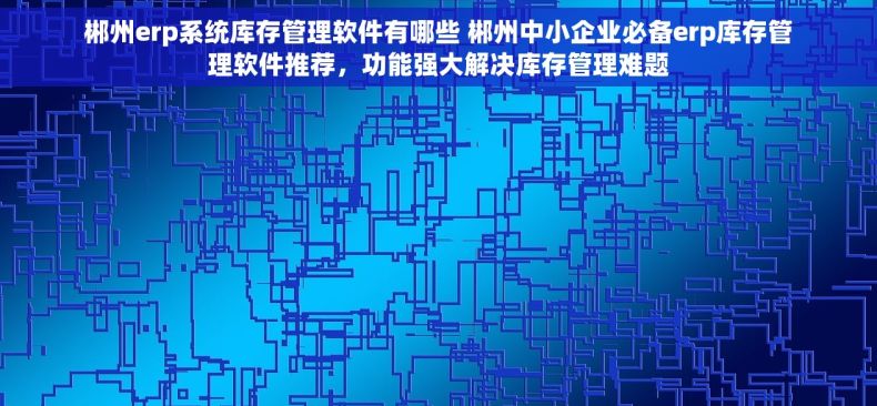 郴州erp系统库存管理软件有哪些 郴州中小企业必备erp库存管理软件推荐，功能强大解决库存管理难题
