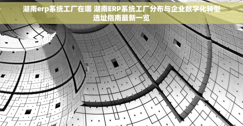 湖南erp系统工厂在哪 湖南ERP系统工厂分布与企业数字化转型选址指南最新一览
