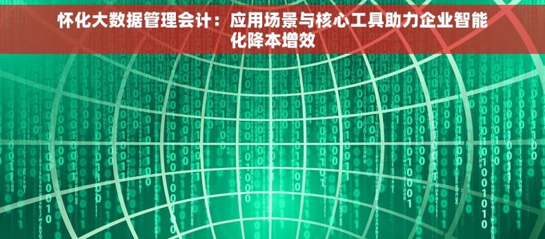 怀化大数据管理会计：应用场景与核心工具助力企业智能化降本增效