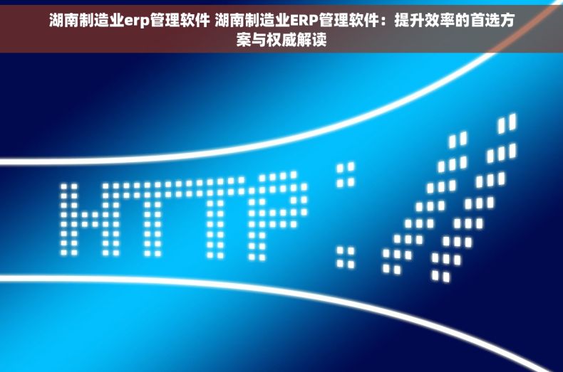 湖南制造业erp管理软件 湖南制造业ERP管理软件：提升效率的首选方案与权威解读