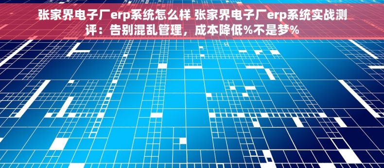 张家界电子厂erp系统怎么样 张家界电子厂erp系统实战测评：告别混乱管理，成本降低%不是梦%