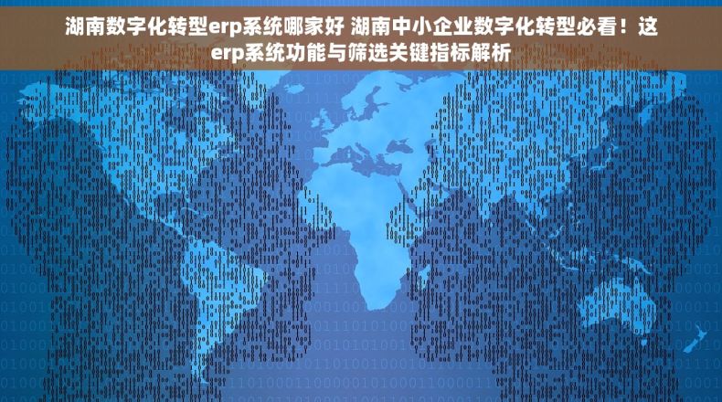 湖南数字化转型erp系统哪家好 湖南中小企业数字化转型必看！这erp系统功能与筛选关键指标解析