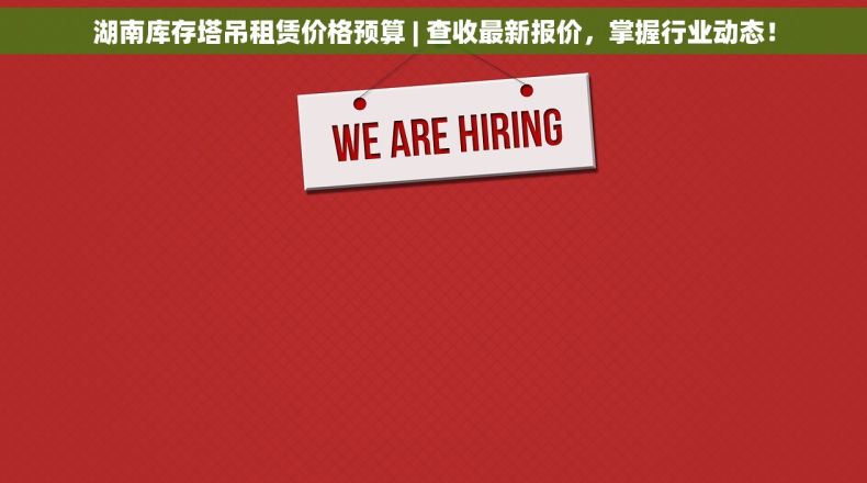 湖南库存塔吊租赁价格预算 | 查收最新报价，掌握行业动态！