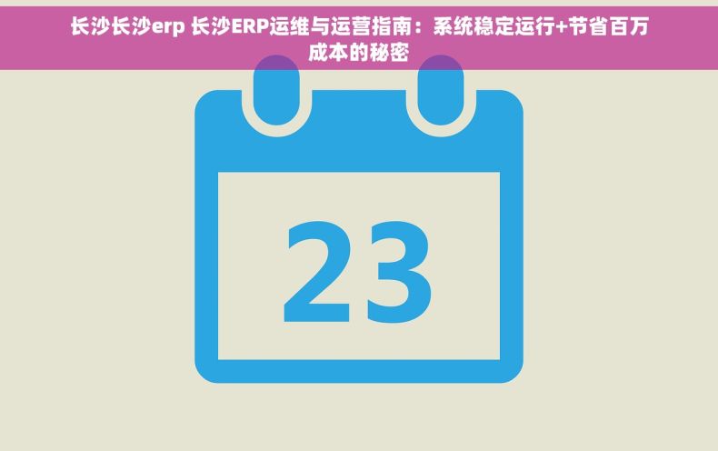 长沙长沙erp 长沙ERP运维与运营指南：系统稳定运行+节省百万成本的秘密