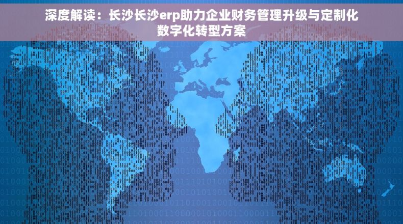 深度解读：长沙长沙erp助力企业财务管理升级与定制化数字化转型方案