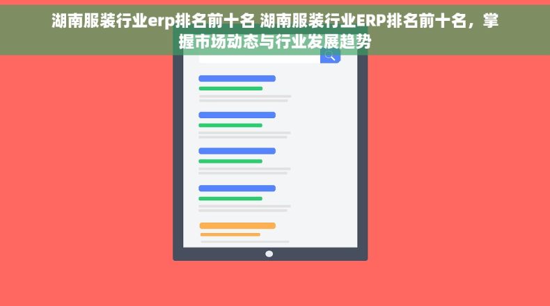 湖南服装行业erp排名前十名 湖南服装行业ERP排名前十名，掌握市场动态与行业发展趋势