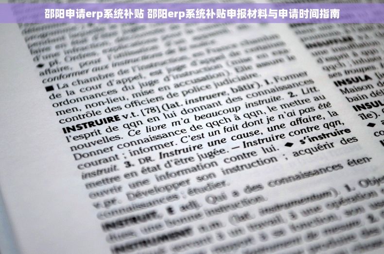 邵阳申请erp系统补贴 邵阳erp系统补贴申报材料与申请时间指南