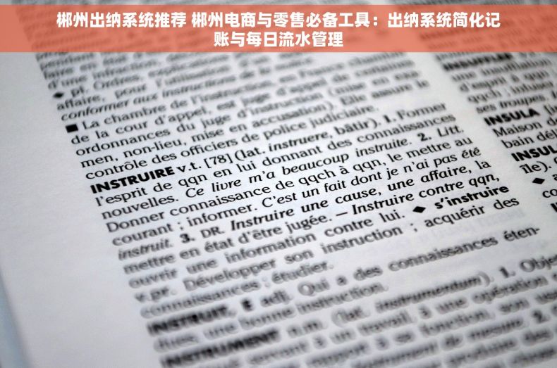 郴州出纳系统推荐 郴州电商与零售必备工具：出纳系统简化记账与每日流水管理