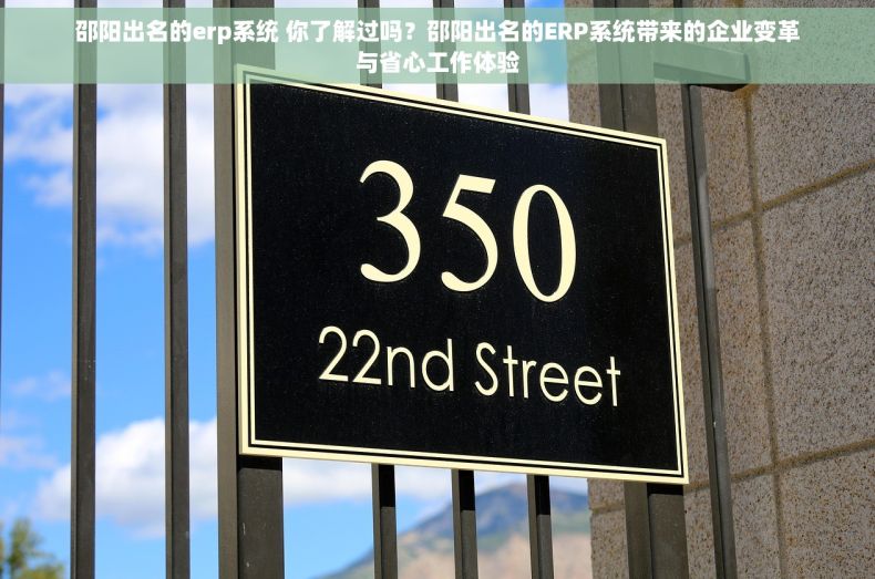 邵阳出名的erp系统 你了解过吗？邵阳出名的ERP系统带来的企业变革与省心工作体验