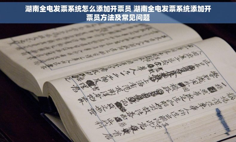 湖南全电发票系统怎么添加开票员 湖南全电发票系统添加开票员方法及常见问题