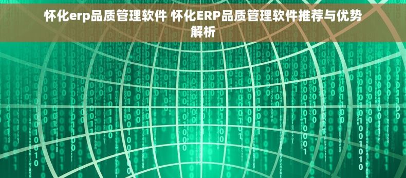 怀化erp品质管理软件 怀化ERP品质管理软件推荐与优势解析