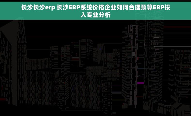 长沙长沙erp 长沙ERP系统价格企业如何合理预算ERP投入专业分析