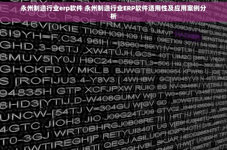 永州制造行业erp软件 永州制造行业ERP软件适用性及应用案例分析