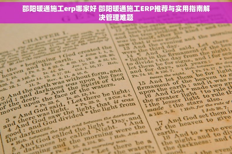 邵阳暖通施工erp哪家好 邵阳暖通施工ERP推荐与实用指南解决管理难题