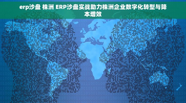erp沙盘 株洲 ERP沙盘实战助力株洲企业数字化转型与降本增效