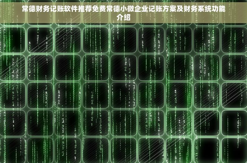 常德财务记账软件推荐免费常德小微企业记账方案及财务系统功能介绍