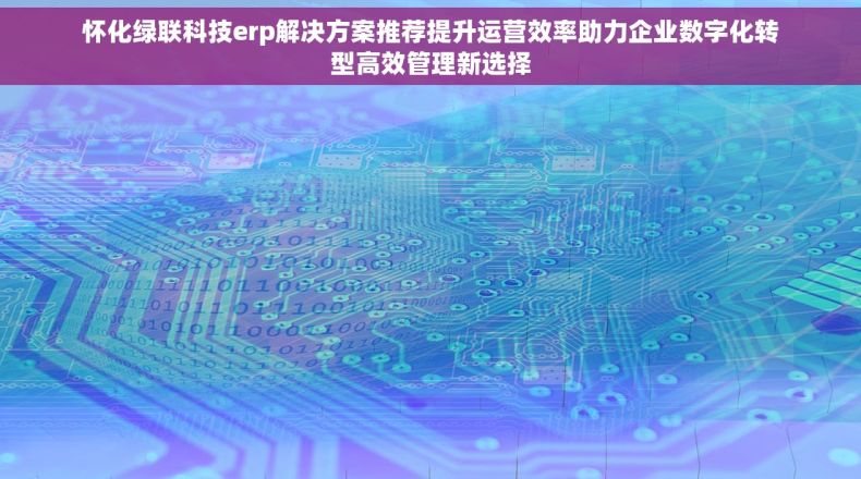 怀化绿联科技erp解决方案推荐提升运营效率助力企业数字化转型高效管理新选择