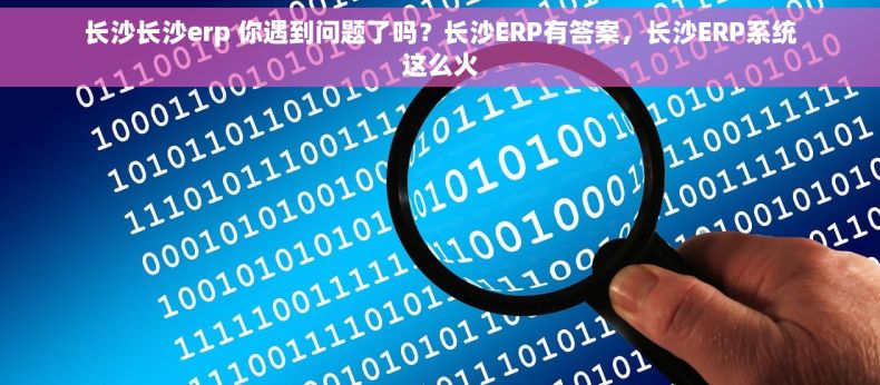 长沙长沙erp 你遇到问题了吗？长沙ERP有答案，长沙ERP系统这么火