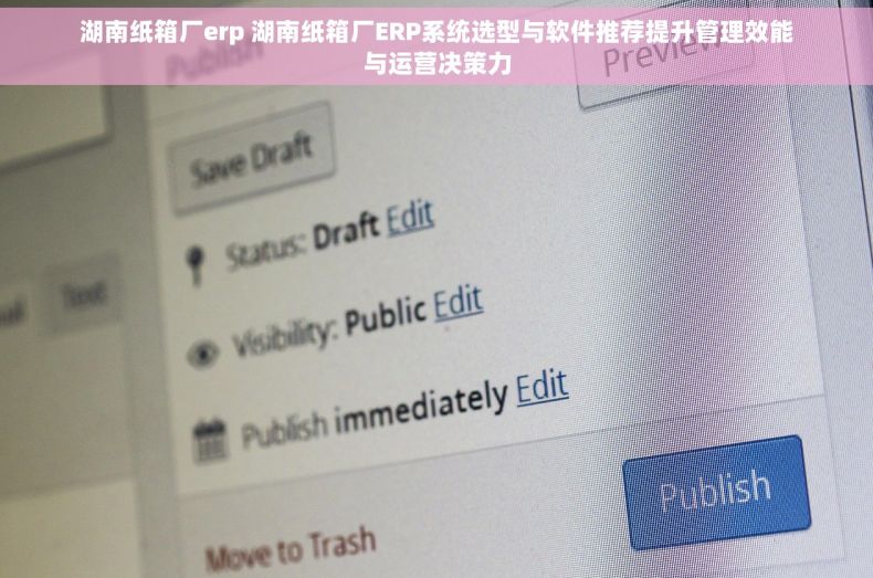 湖南纸箱厂erp 湖南纸箱厂ERP系统选型与软件推荐提升管理效能与运营决策力