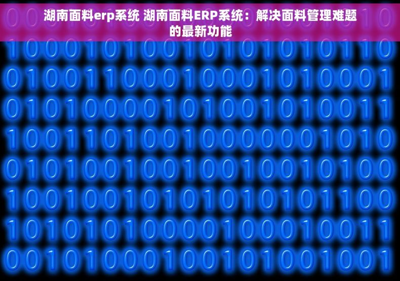 湖南面料erp系统 湖南面料ERP系统：解决面料管理难题的最新功能