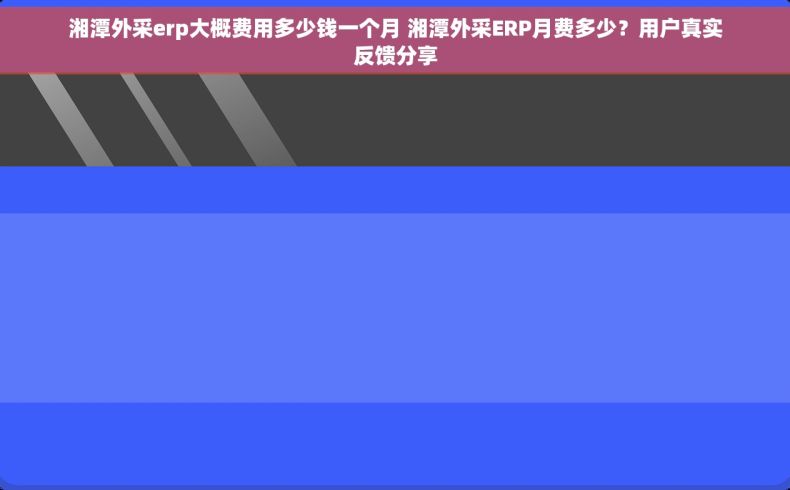 湘潭外采erp大概费用多少钱一个月 湘潭外采ERP月费多少？用户真实反馈分享