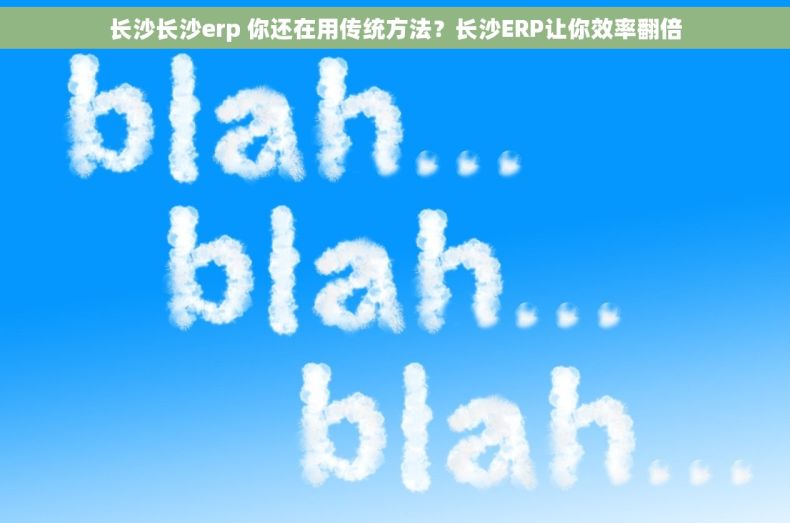 长沙长沙erp 你还在用传统方法？长沙ERP让你效率翻倍