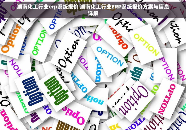 湖南化工行业erp系统报价 湖南化工行业ERP系统报价方案与信息详解