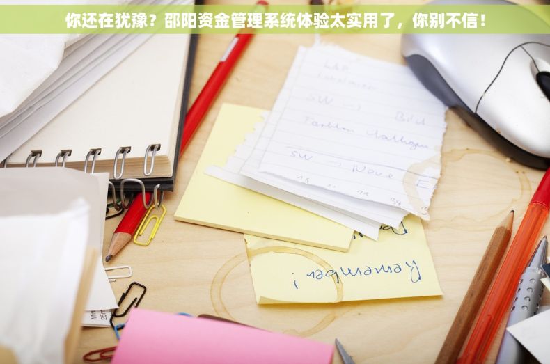 你还在犹豫？邵阳资金管理系统体验太实用了，你别不信！