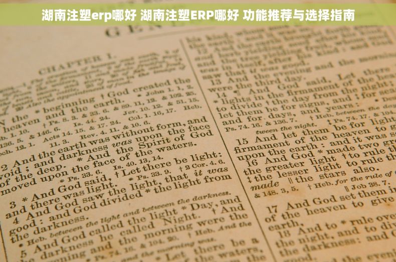 湖南注塑erp哪好 湖南注塑ERP哪好 功能推荐与选择指南