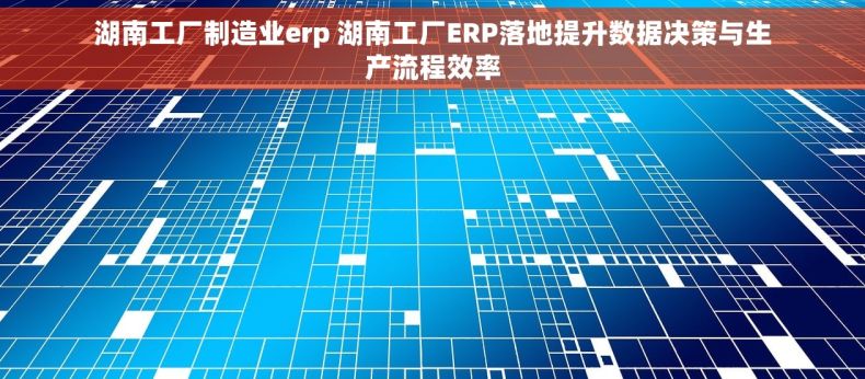 湖南工厂制造业erp 湖南工厂ERP落地提升数据决策与生产流程效率