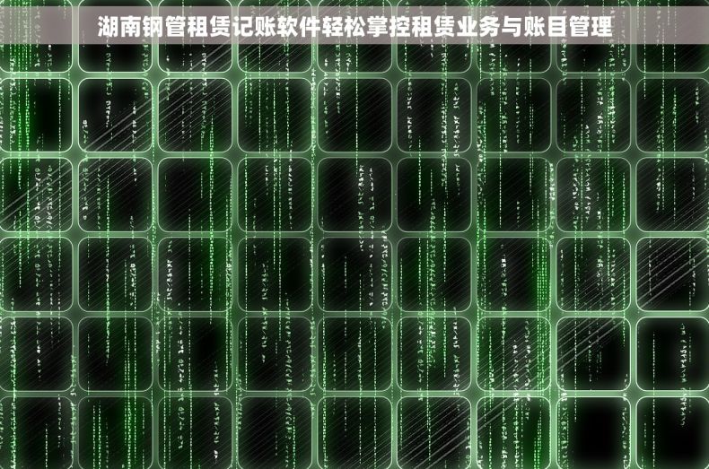 湖南钢管租赁记账软件轻松掌控租赁业务与账目管理